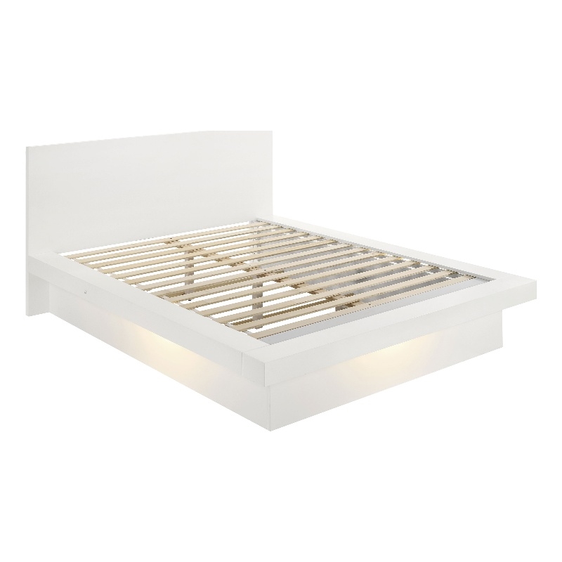 Pemberly Row 5 Piece Queen Bedroom Set with LED-Lit Bed in Snow White Wood
