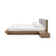 Pemberly Row Queen Platform Bed with 2 Nightstands in Walnut Brown and Gray