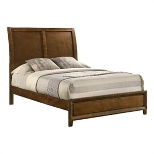Pemberly Row Full Sleigh-Style Bed with Slat Kit in Walnut Brown