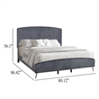 Pemberly Row Queen Size Bed with Padded Headboard in Mist Gray Pine