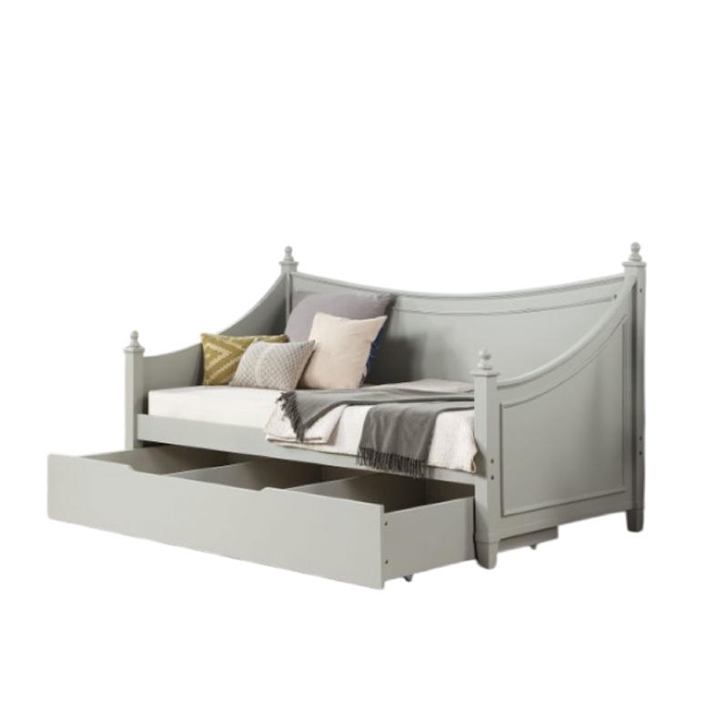 Pemberly Row Twin Daybed with Trundle and Storage in Light Gray Wood