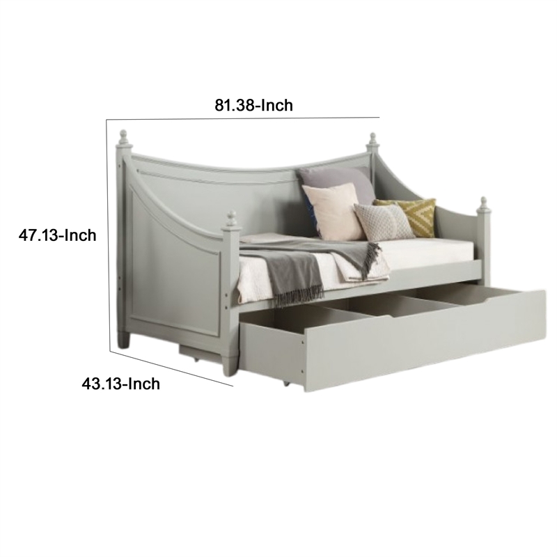 Pemberly Row Twin Daybed with Trundle and Storage in Light Gray Wood
