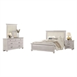 Pemberly Row 4pc Queen Bedroom Set with Cream Upholstery in Weathered Gray