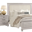Pemberly Row 4pc Queen Bedroom Set with Cream Upholstery in Weathered Gray