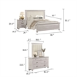 Pemberly Row 4pc Queen Bedroom Set with Cream Upholstery in Weathered Gray