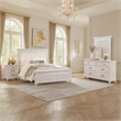 Pemberly Row 4pc Queen Bedroom Set with Cream Upholstery in Weathered Gray