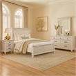 Pemberly Row 4pc Queen Bedroom Set with Cream Upholstery in Weathered Gray