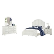Pemberly Row 4pc Queen Set with Curved Louvered Headboard in Antique White