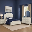 Pemberly Row 4pc Queen Set with Curved Louvered Headboard in Antique White