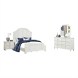 Pemberly Row 4pc Queen Set with Curved Louvered Headboard in Antique White