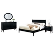 Pemberly Row 4pc Queen Set with Dresser and Oval Mirror in Black Wood
