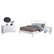 Pemberly Row 4pc Queen Set with Dresser and Oval Mirror in White Wood