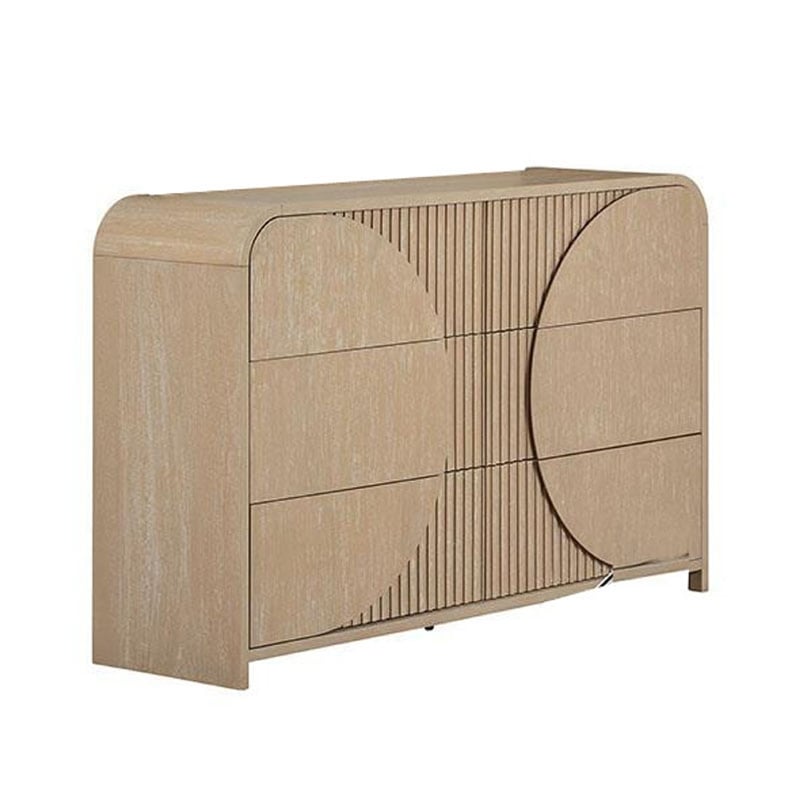 Pemberly Row 5pc Queen Set with 2 Nightstands and Reeded in Brown Wood