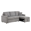 Pemberly Row Sleeper Sectional Sofa with Pullout Bed and 2 Pillows in Gray