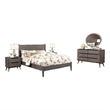 Pemberly Row 5pc Queen Set with 2 Nightstands and Oval Mirror in Gray Wood