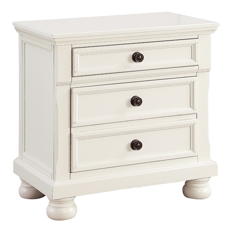 Pemberly Row 3 Piece Queen Set with Storage Bed and 2 Nightstands in White