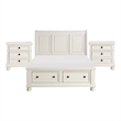 Pemberly Row 3 Piece Queen Set with Storage Bed and 2 Nightstands in White