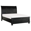Pemberly Row 2 Piece Queen Set with Storage Bed and Nightstand in Black
