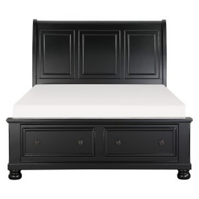 Pemberly Row 2 Piece Queen Set with Storage Bed and Nightstand in Black