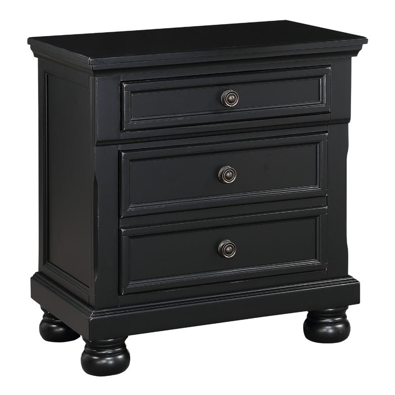 Pemberly Row 2 Piece Queen Set with Storage Bed and Nightstand in Black