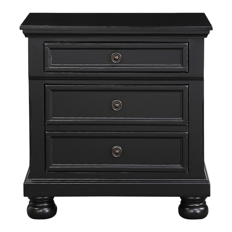 Pemberly Row 2 Piece Queen Set with Storage Bed and Nightstand in Black