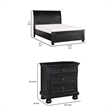 Pemberly Row 2 Piece Queen Set with Storage Bed and Nightstand in Black