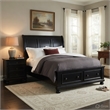 Pemberly Row 2 Piece Queen Set with Storage Bed and Nightstand in Black