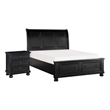 Pemberly Row 2 Piece Queen Set with Storage Bed and Nightstand in Black
