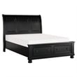 Pemberly Row 3 Piece Queen Set with Storage Bed and 2 Nightstands in Black