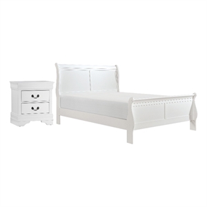 Pemberly Row 2 Piece Full Set with Panel Bed and Nightstand in White