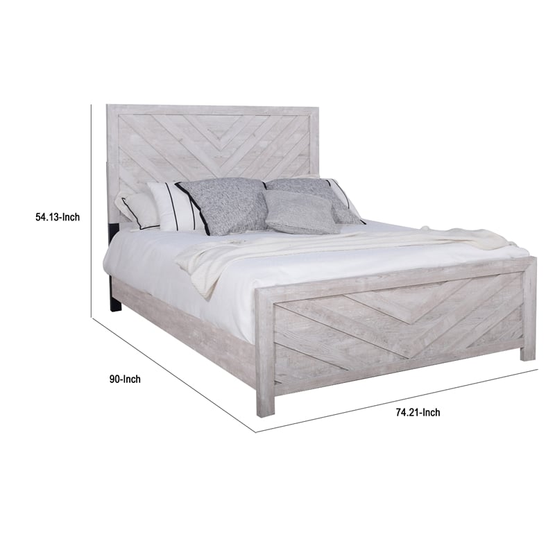 Pemberly Row California King Bed with Chevron Pattern in Driftwood Gray