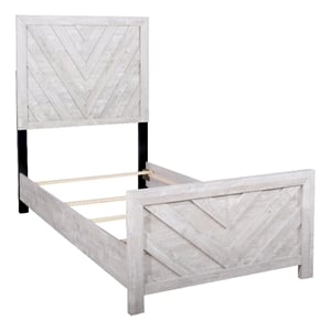 Pemberly Row Full Bed with Chevron Patterned Headboard in Driftwood Gray