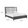 Pemberly Row King Bed with LED Headboard in Vertical Padded Gray Upholstery