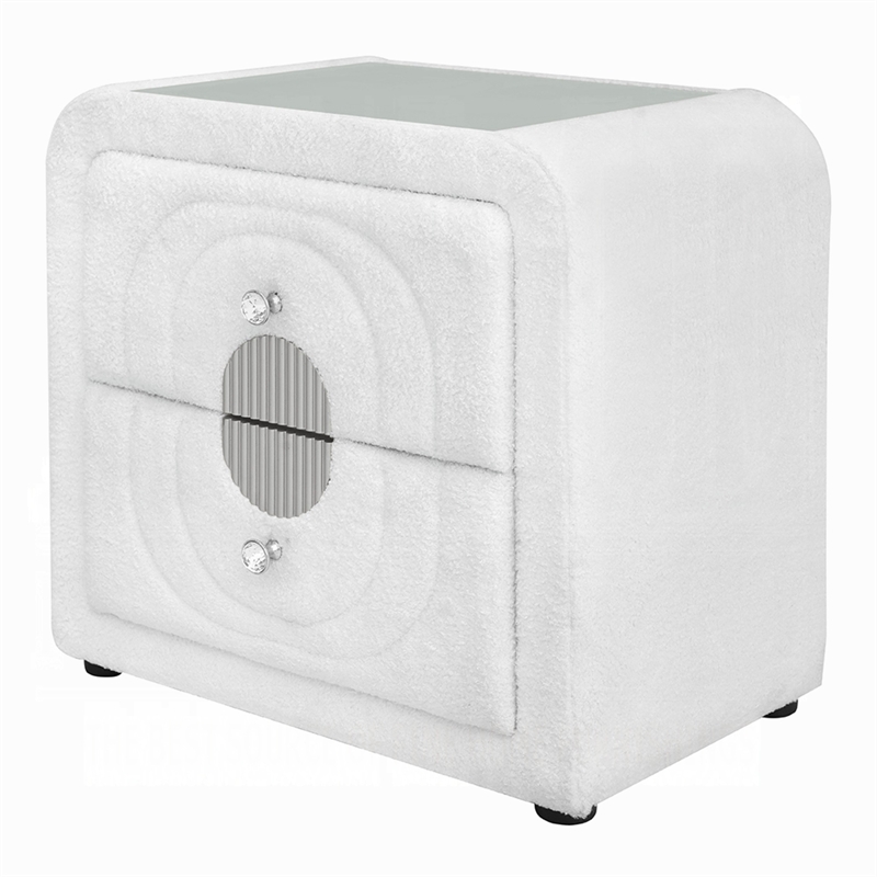 Pemberly Row 2 Piece Queen Set with TV Lift Bed and Nightstand in White