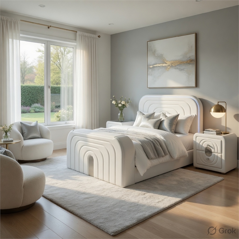 Pemberly Row 3 Piece Queen TV Lift Bed Set with 2 Nightstands in White