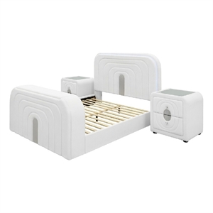 Pemberly Row 3 Piece Queen TV Lift Bed Set with 2 Nightstands in White