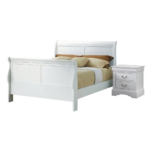 Pemberly Row 2 Piece Full Sleigh Bed Set with Nightstand in White