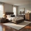 Pemberly Row 4 Piece Queen Panel Bed Set with Dresser and Chest in Brown