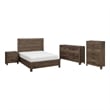 Pemberly Row 4 Piece Queen Panel Bed Set with Dresser and Chest in Brown