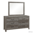 Pemberly Row 5 Piece Full Bed Set with 2 Dressers and Mirror in Gray