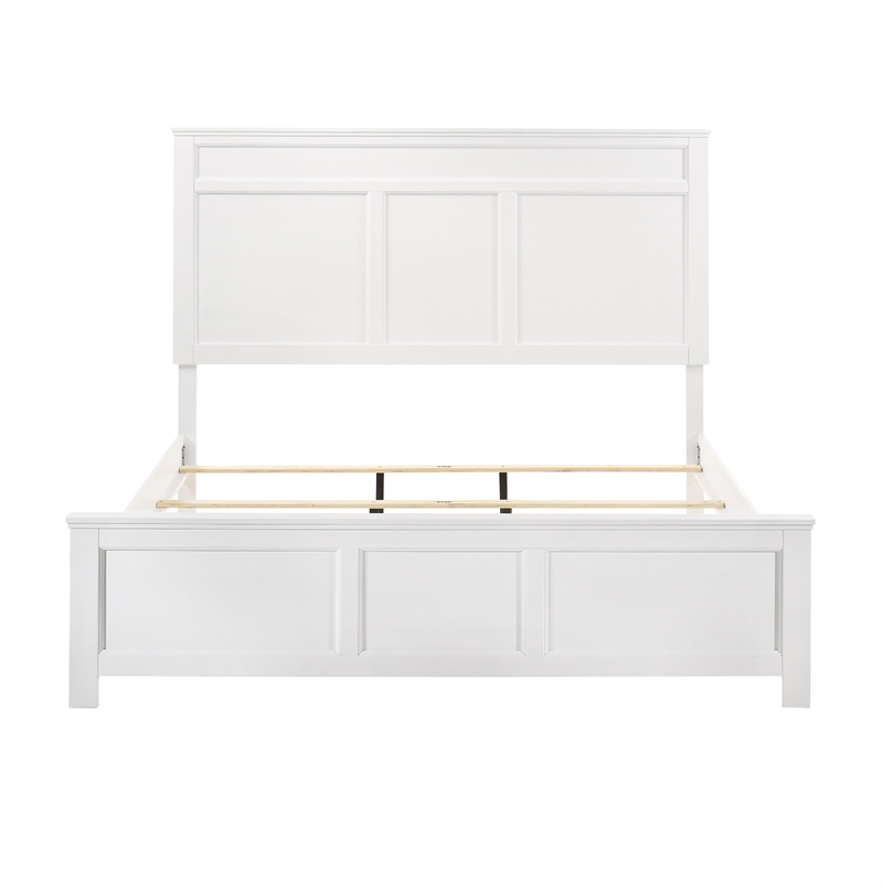 Pemberly Row King Size Bed with Framed Headboard in Farmhouse White