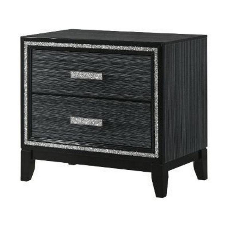 Pemberly Row 5 Piece Queen LED Bed Set with Dresser and Mirror in Black