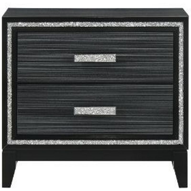 Pemberly Row 5 Piece Queen LED Bed Set with Dresser and Mirror in Black