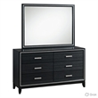 Pemberly Row 5 Piece Queen LED Bed Set with Dresser and Mirror in Black