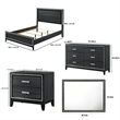 Pemberly Row 5 Piece Queen LED Bed Set with Dresser and Mirror in Black