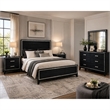 Pemberly Row 5 Piece Queen LED Bed Set with Dresser and Mirror in Black