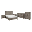 Pemberly Row 5 Piece Queen Panel Bed Set with Dresser and Chest in Gray