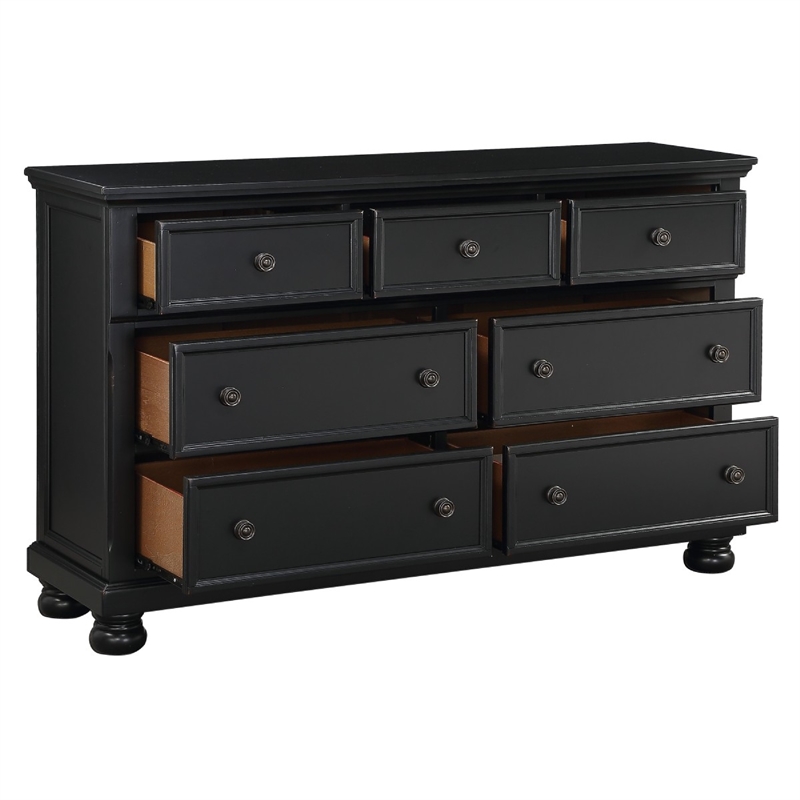 Pemberly Row 5 Piece Queen Storage Bed Set with Dresser and Chest in Black
