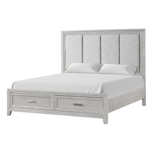 Pemberly Row King Bed with Storage Footboard and Frame Moldings in Gray