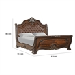 Pemberly Row King Bed with Faux Leather and Burl Inlays in Mahogany